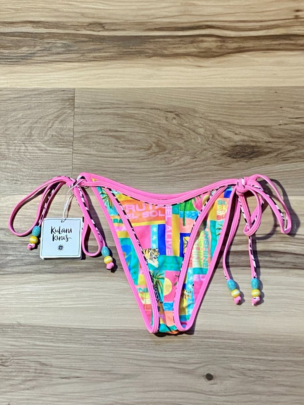 NEW Kulani Kinis Double Bind Cheeky Tie Bikini Bottom - Sun Honey - Medium NWT